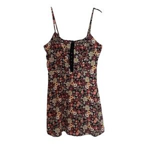 New floral babydoll sundress Woman's XL Mini Black Y2K Peasant Boho